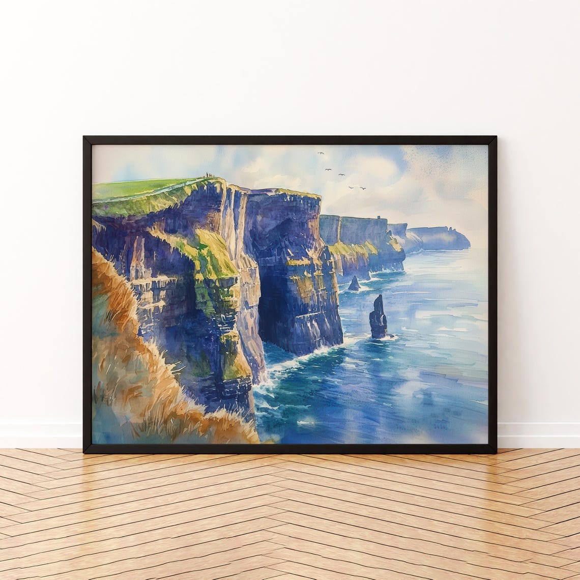 Cliffs Of Moher Watercolor Poster Landscape Wall Art Hanging Home Dcor Gift Lovers Ireland