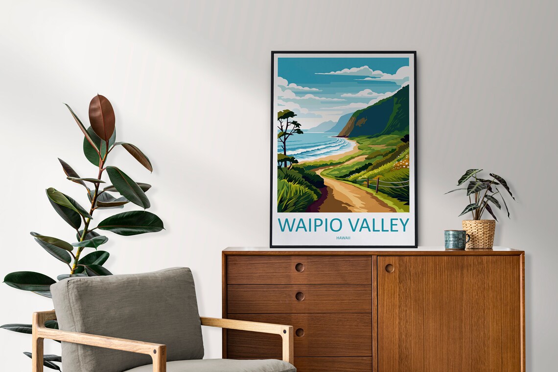 Waipio Valley Travel Poster, Hawaii Wall Art - Image 2