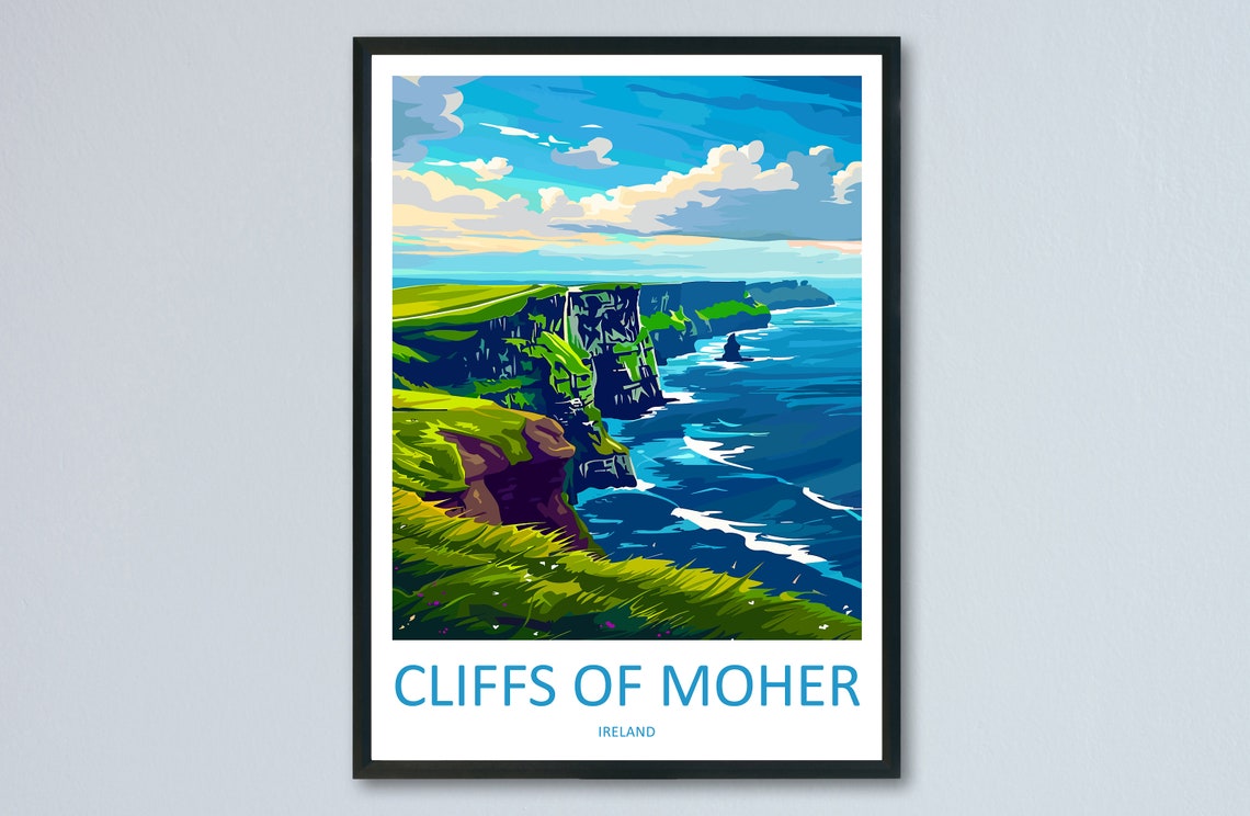 Cliffs of Moher Ireland Atlantic Ocean Dramatic Coast Travel Poster
