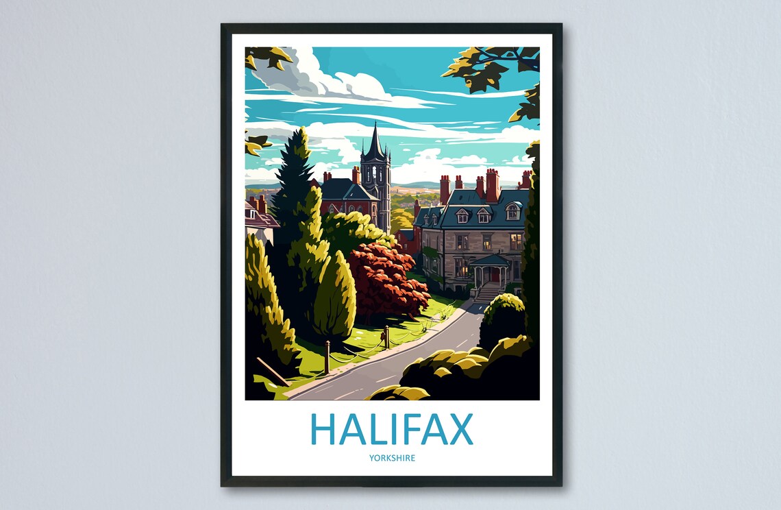 Halifax Travel Poster, England City Wall Art