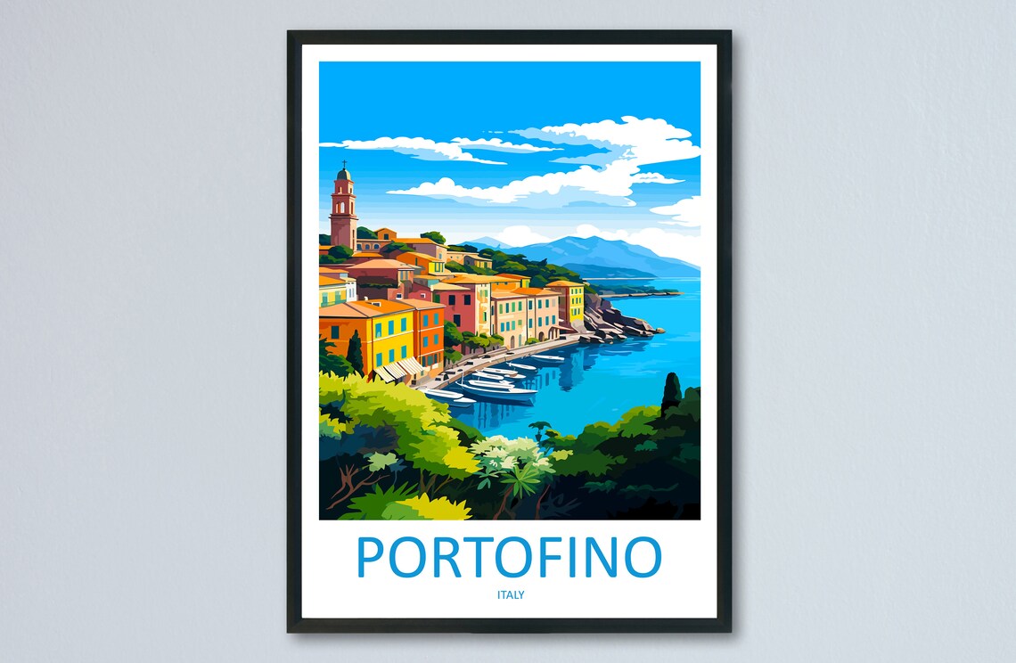 Portofino Travel Poster, Italy Place Print
