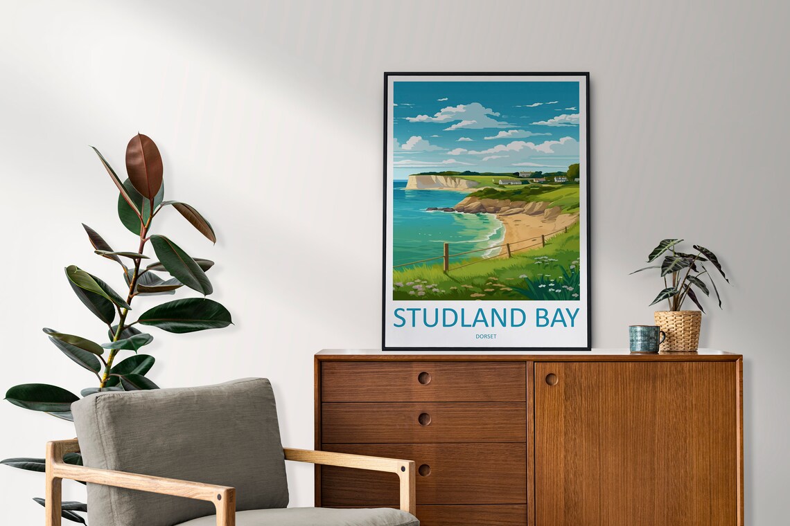 Studland Bay Travel Poster, England Place Print - Image 2