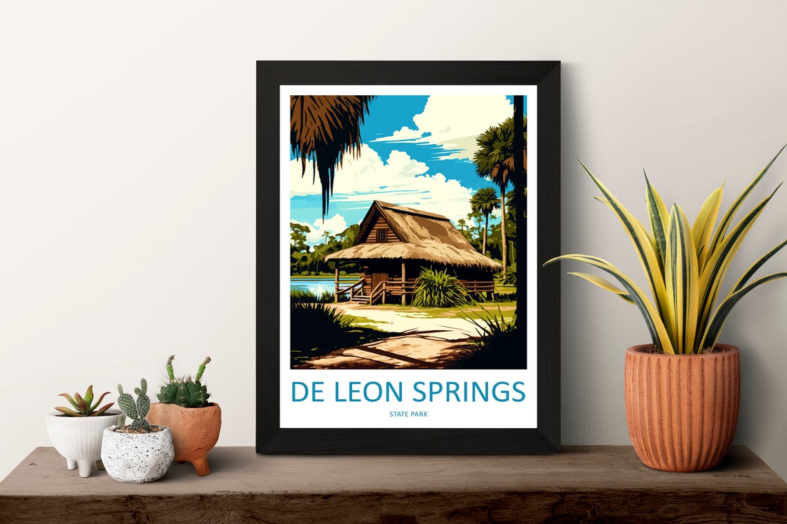 De Leon Springs State Park Florida Sunshine Retro Travel Poster - Image 3