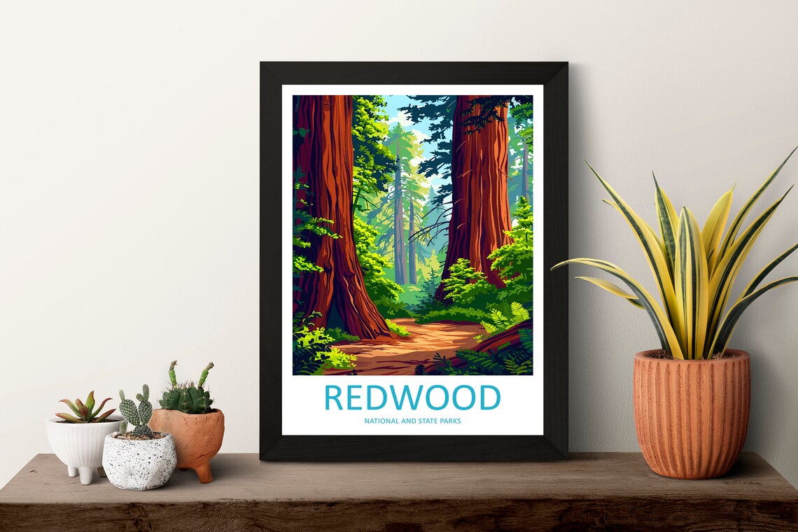 Redwood National Park Forest Poster With Giant Towering Trees - Image 3