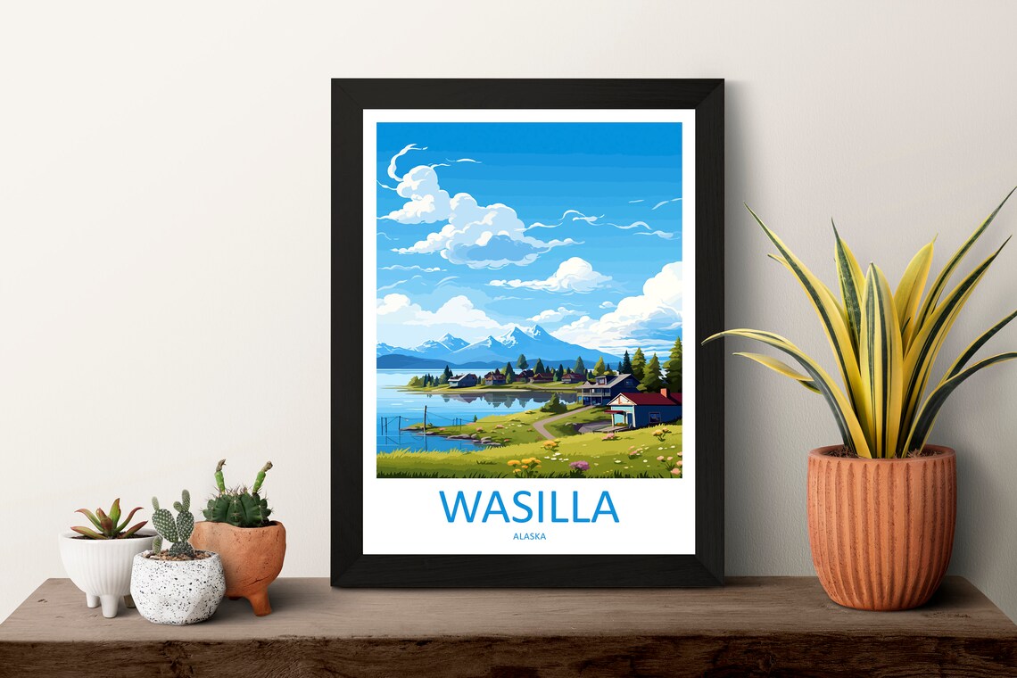 Wasilla Alaska Lakeside Town Wildflower Meadow Mountain View Poster - Image 3
