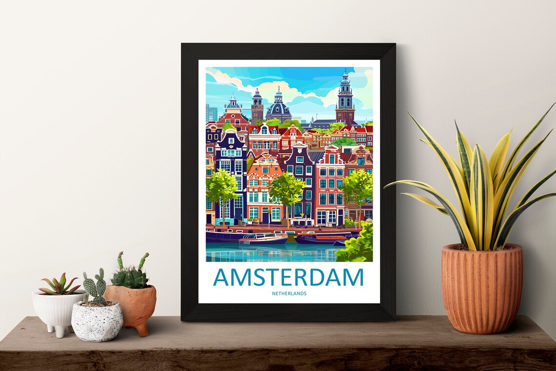 Amsterdam Travel Poster, Netherlands City Decor - Image 3