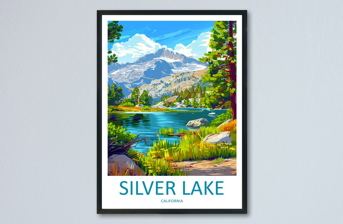 Silver Lake Travel Poster, California Wall Art