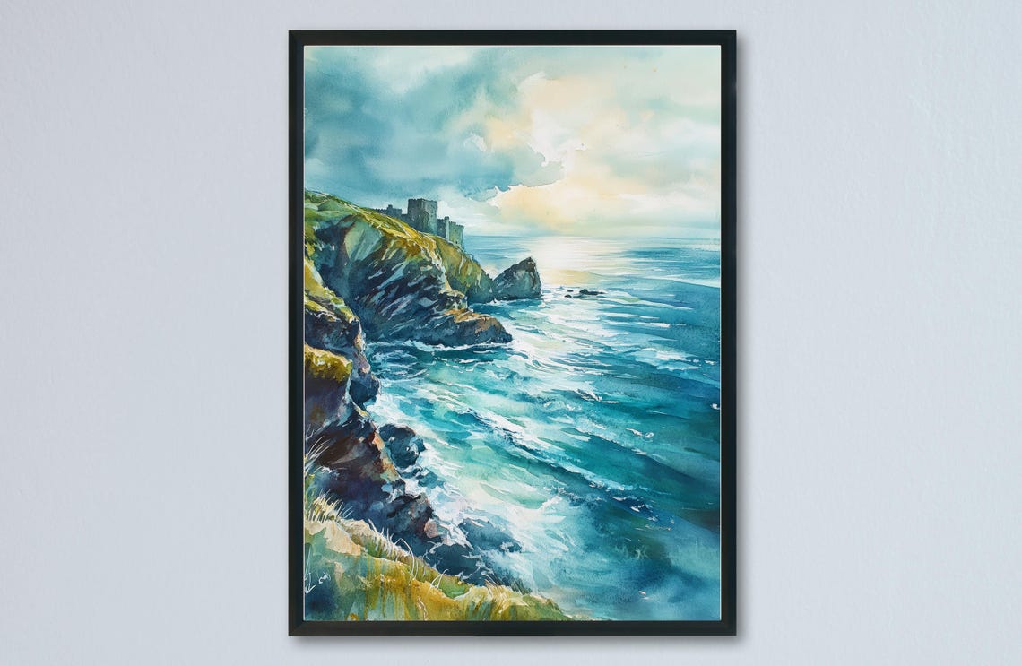 Tintagel Castle Cliffs Ruins Dramatic Sea Cornwall Heritage Poster
