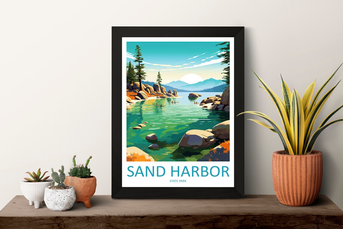 Sand Harbor State Park Travel Poster, Nevada Landscape - Image 3
