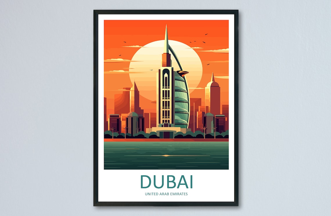 Dubai Travel Print, UAE Destination Wall Art