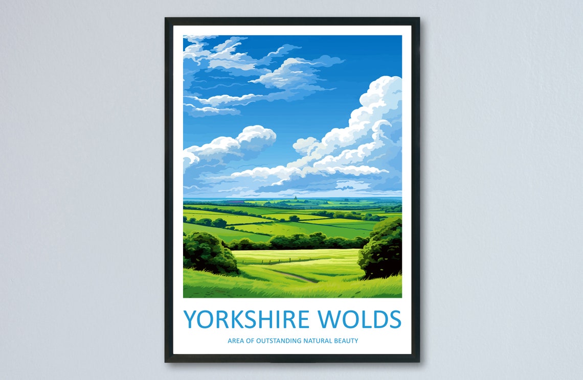 Yorkshire Wolds Rolling Green Hills Big Sky Panorama Travel Poster