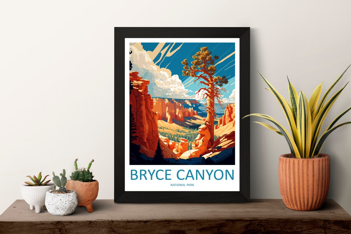 Bryce Canyon National Park Hoodoos and Lone Tree Travel Poster - Image 3