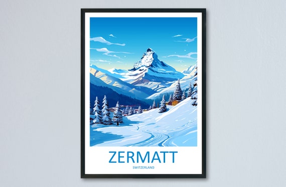 Zermatt Travel Print Wall Art Zermatt Wall Hanging Home Dcor Zermatt Gift Art Lovers Ski Art Lover Gift Zermatt Print Skiing Zermatt Art