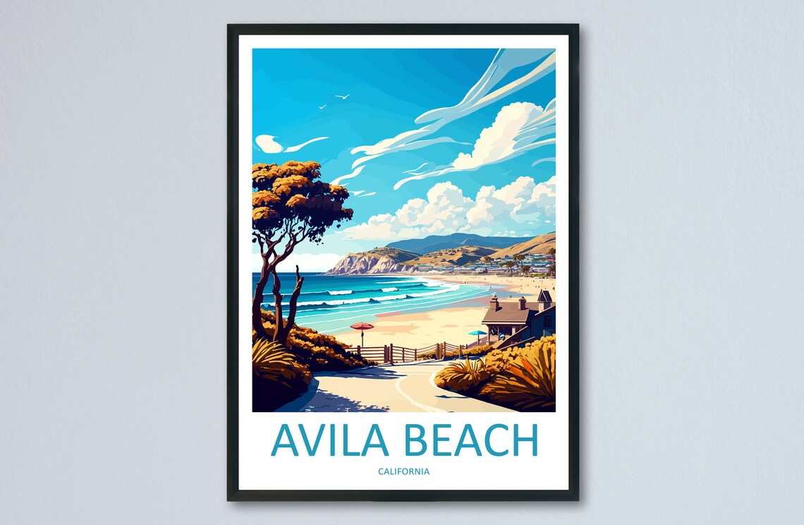 Avila Beach Travel Poster, California Wall Art