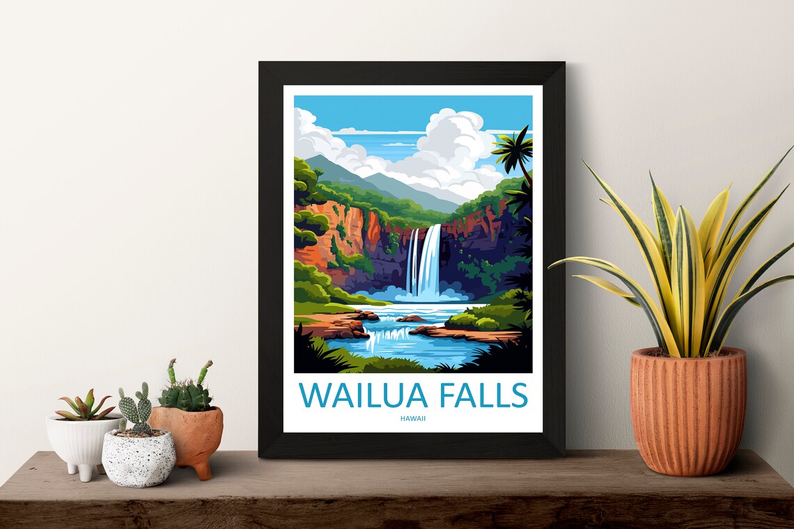 Wailua Falls Travel Poster, Hawaii Wall Art - Image 3