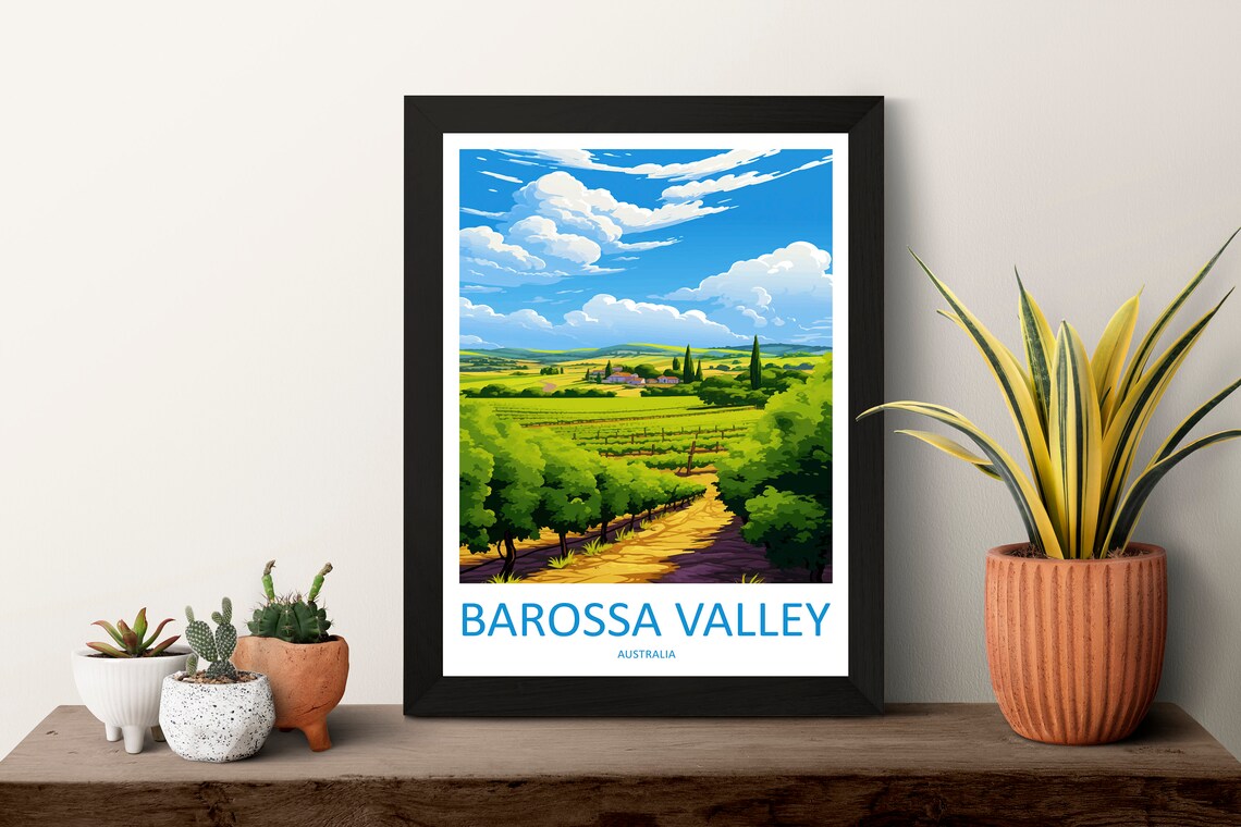 Barossa Valley Vineyard Rows Wine Country Australia Travel Poster - Image 3