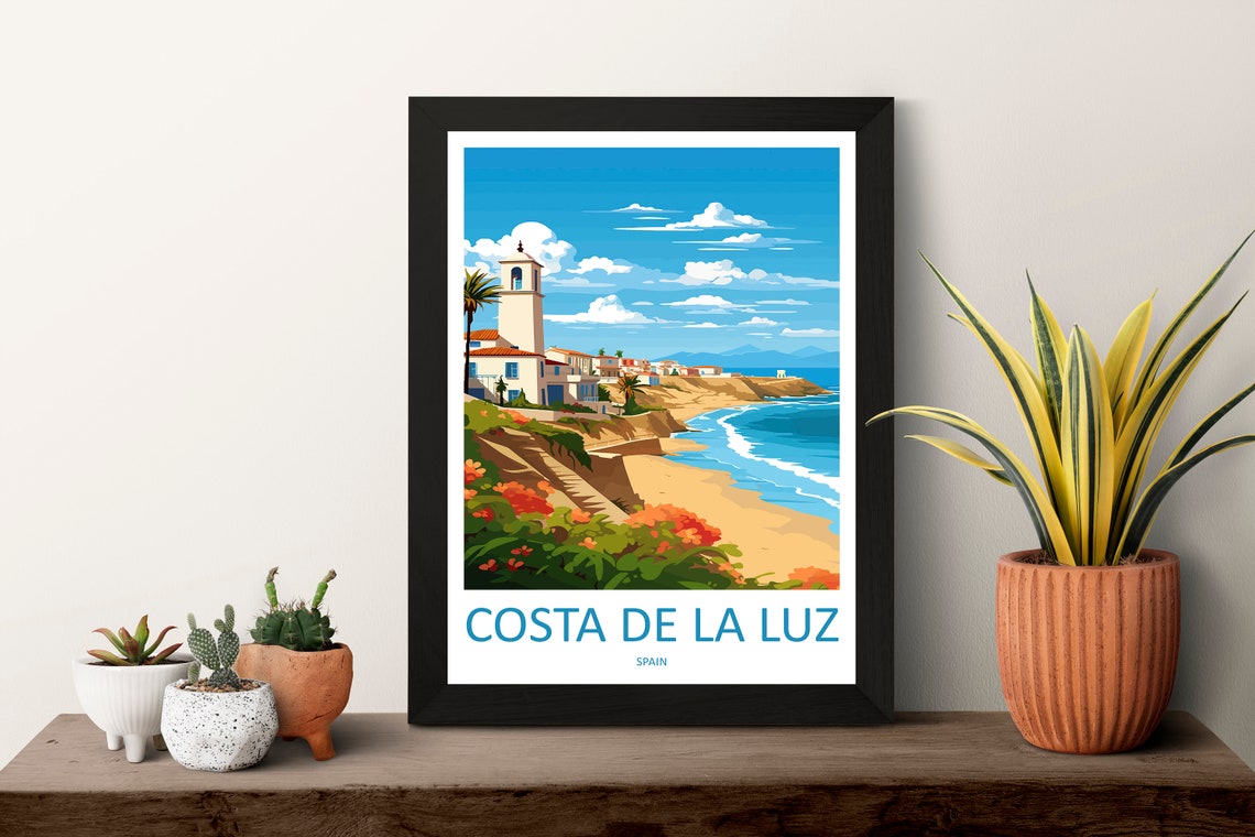 Costa de la Luz Spain Whitewashed Coastal Village Cliffs Poster - Image 3