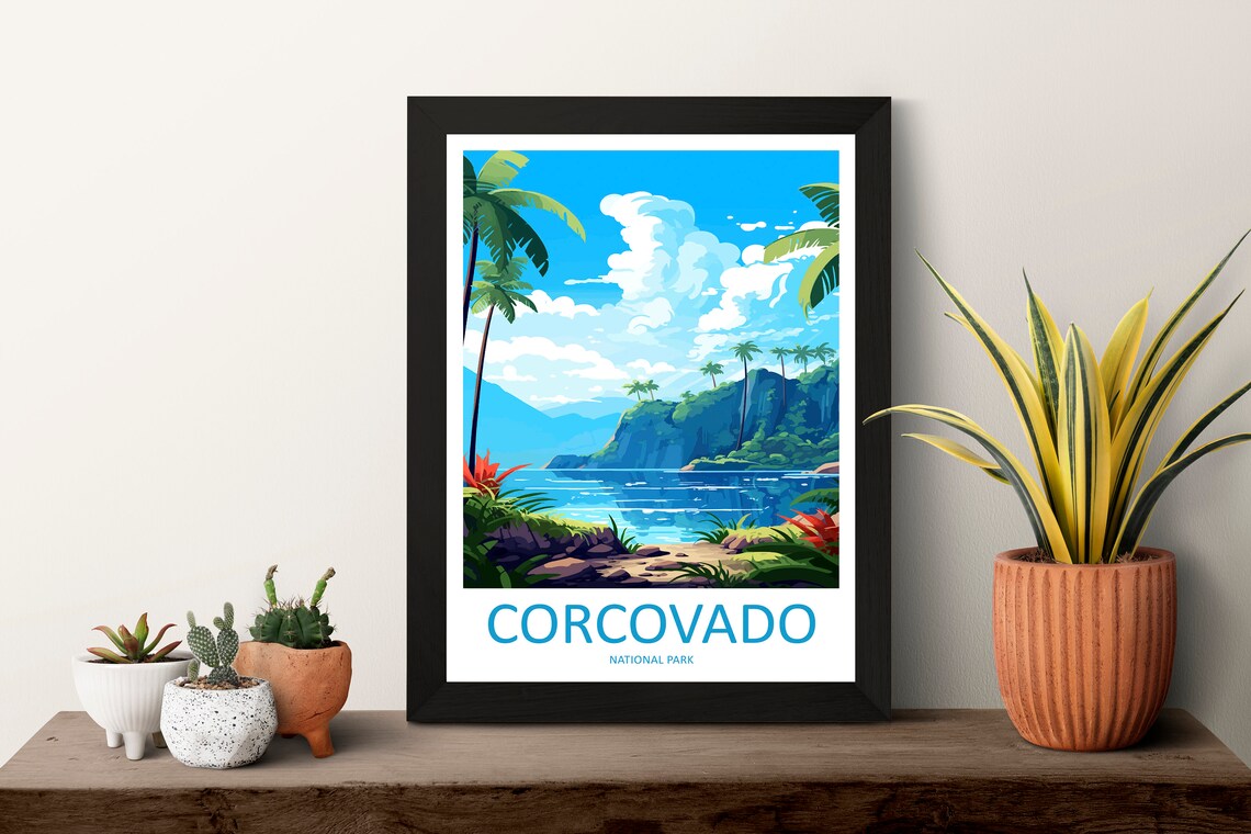 Corcovado National Park Costa Rica Palm Beach Poster with Ocean Cove - Image 3