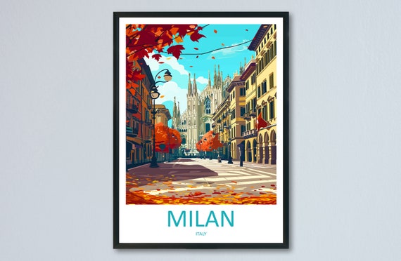 Milan Travel Poster, Europe Wall Decor