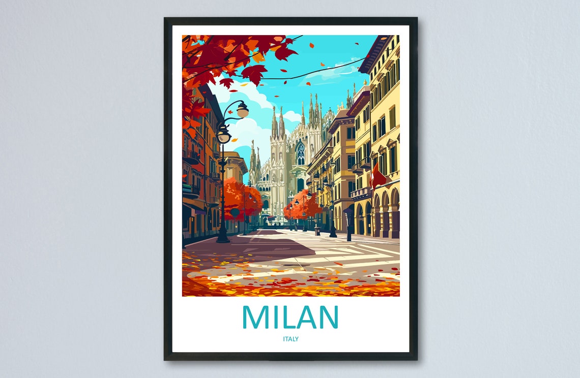Milan Travel Poster, Europe Wall Decor