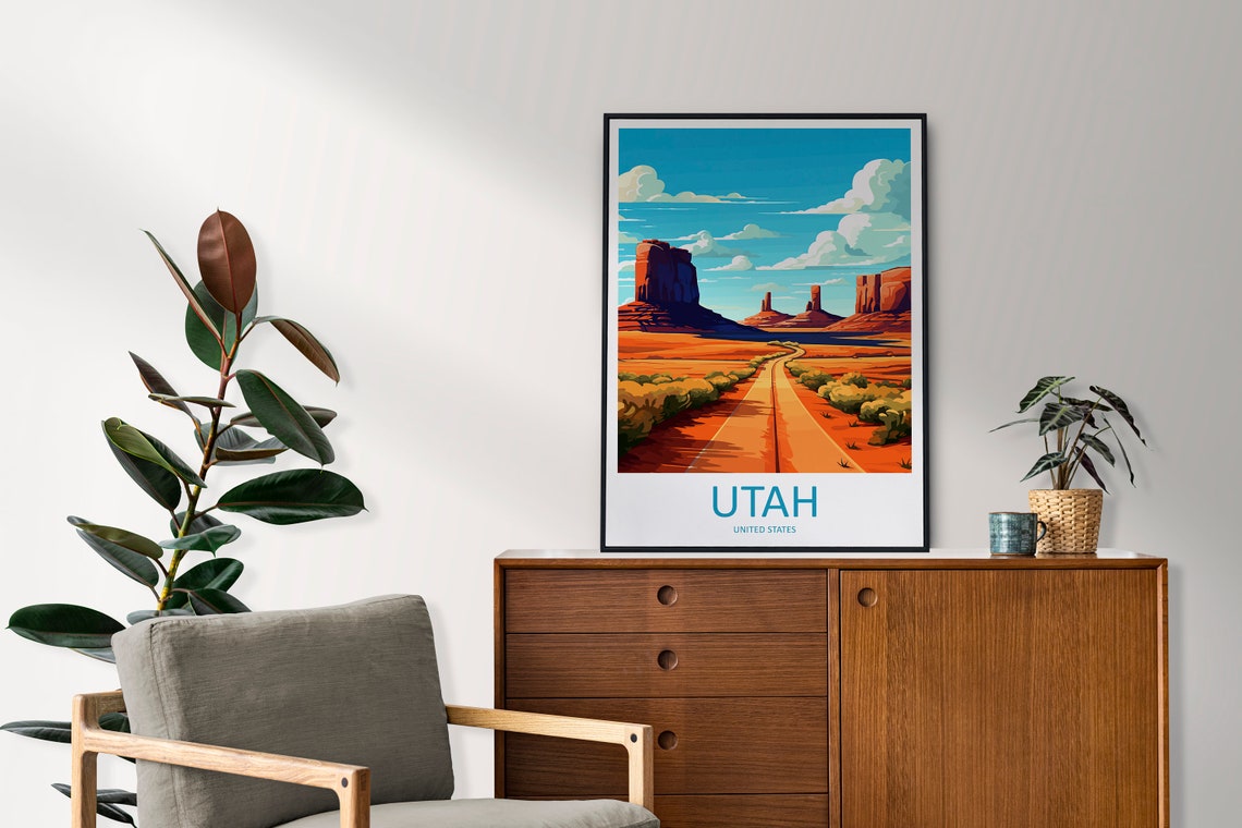 Utah Desert Red Rock Road Monument Valley Scenic Travel Poster - Image 2