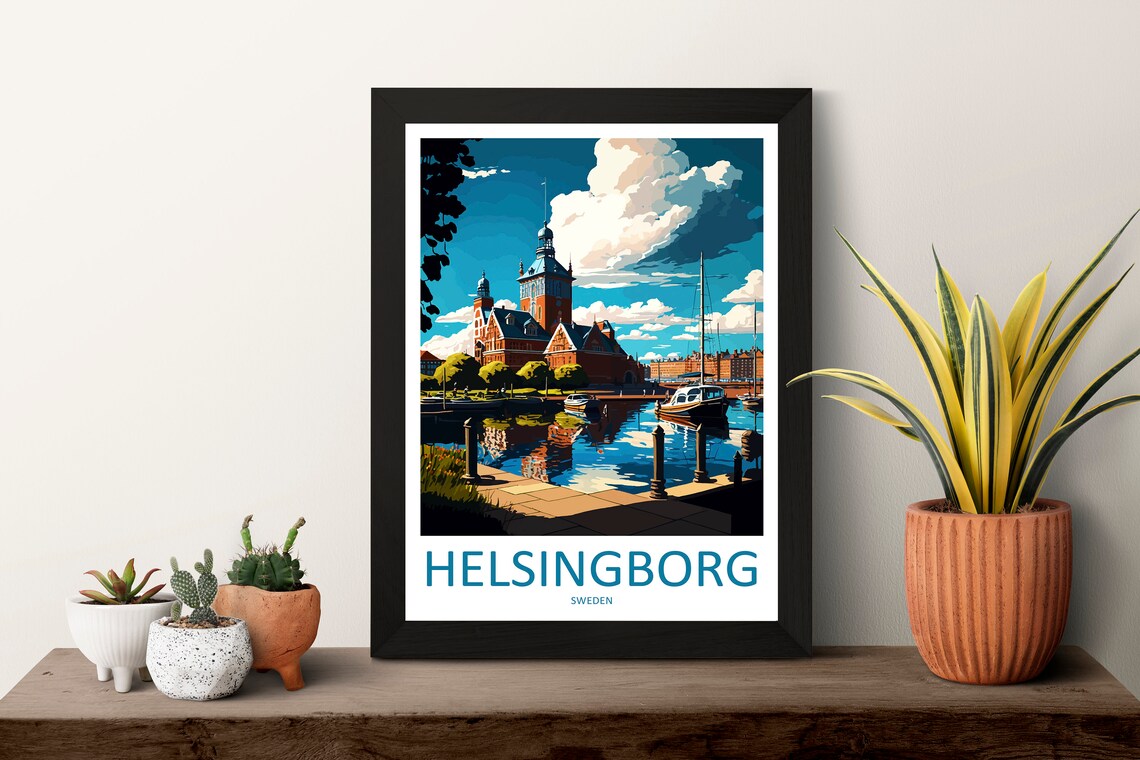 Helsingborg Sweden Harbor Waterfront Historic City Scene Poster - Image 3