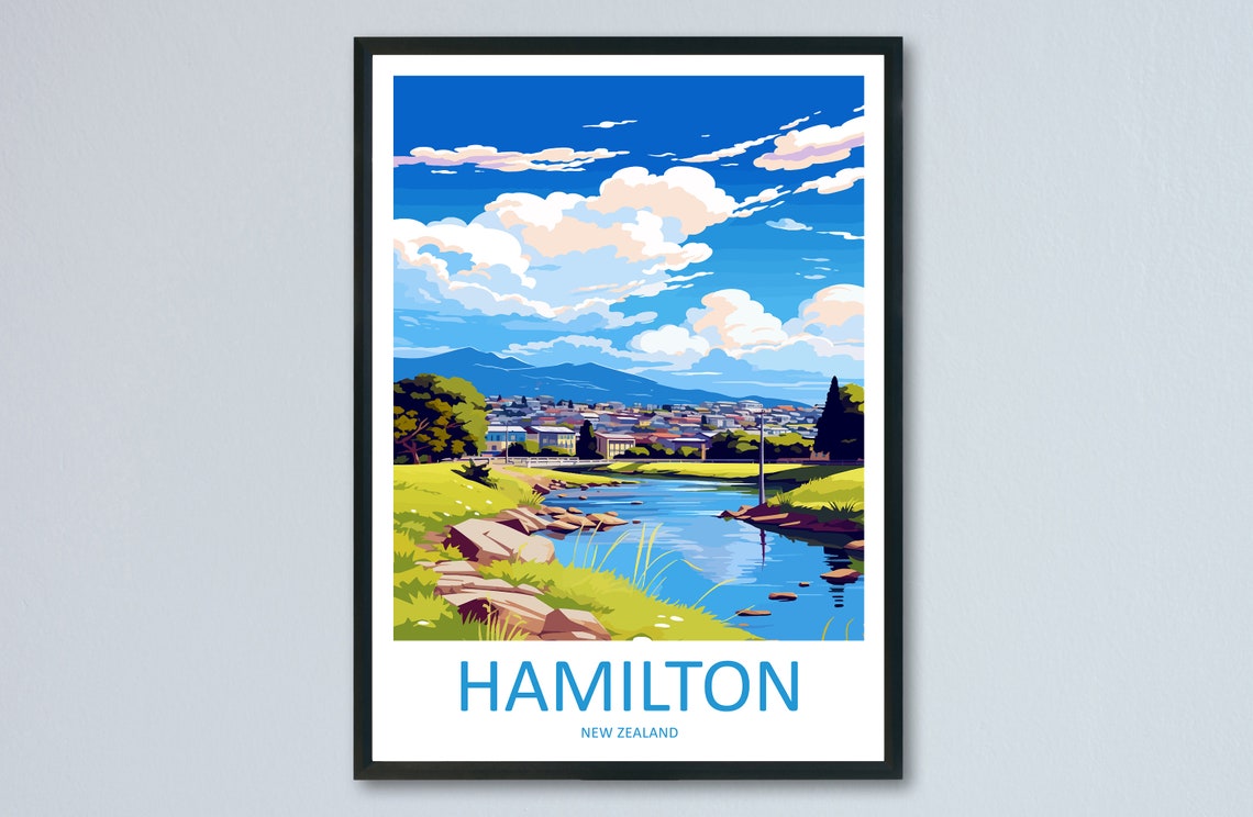 Hamilton New Zealand Rocky River City View with Mountain Poster