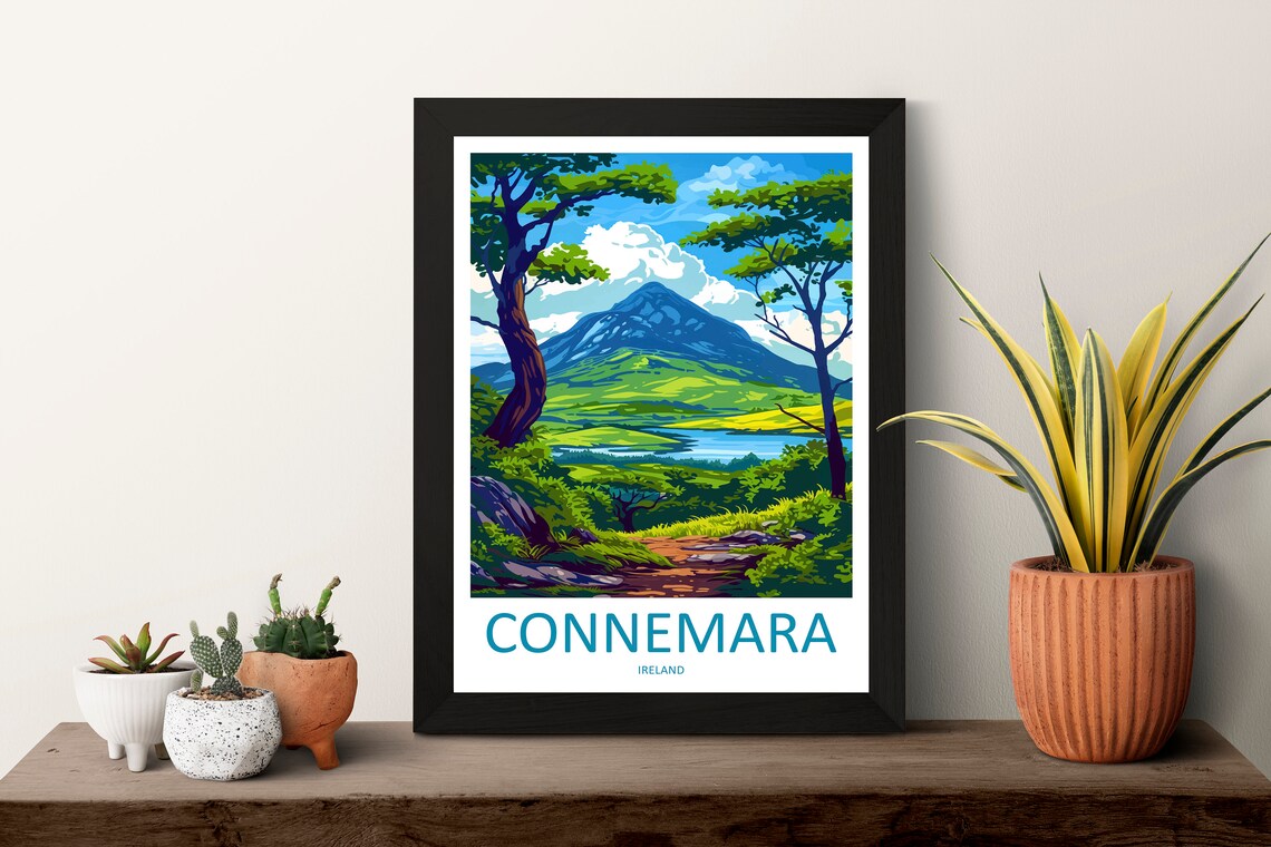 Connemara Ireland Mountain Trail Through Green Valley Poster - Image 3