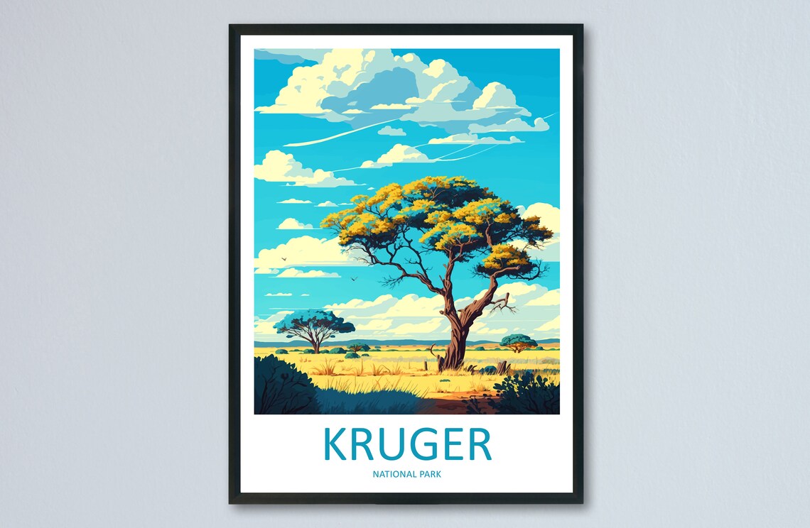 Kruger National Park African Savannah Golden Acacia Travel Poster