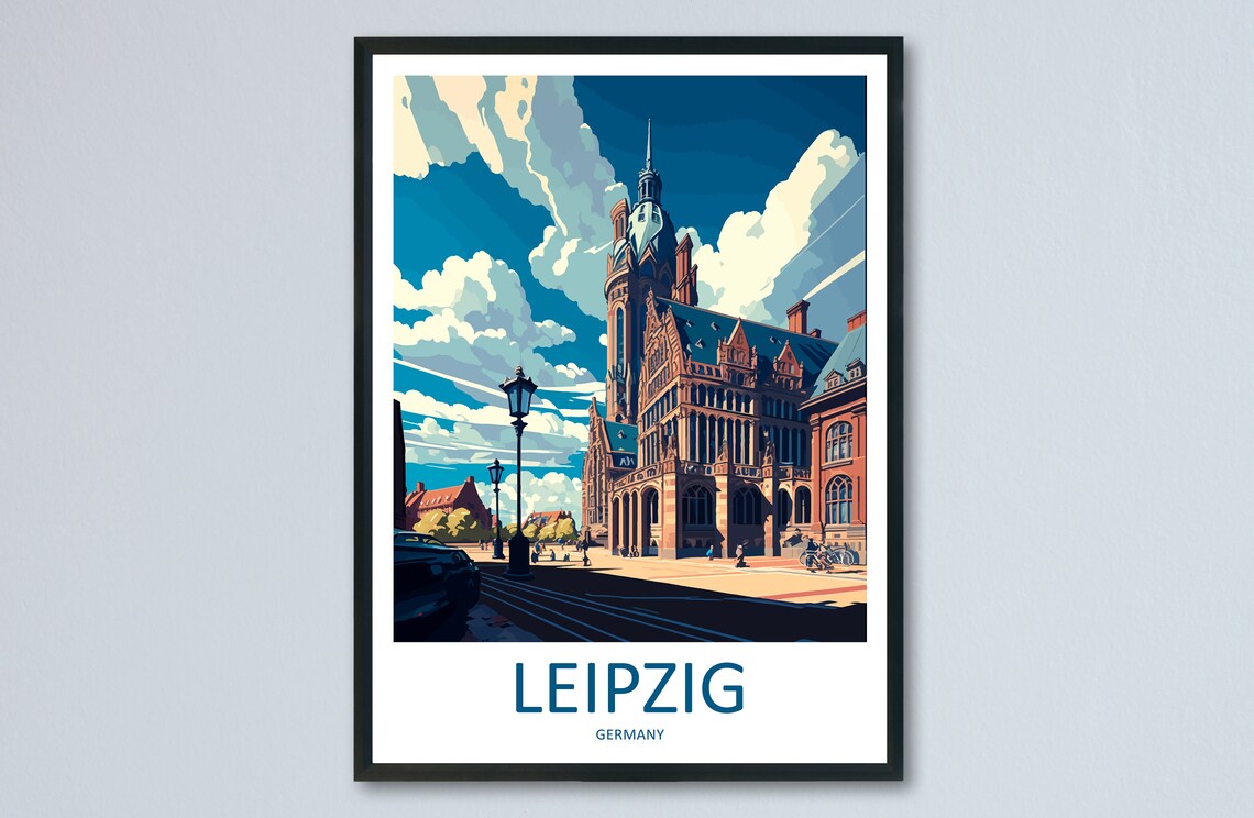 Leipzig Travel Print, Germany Wall Art Poster