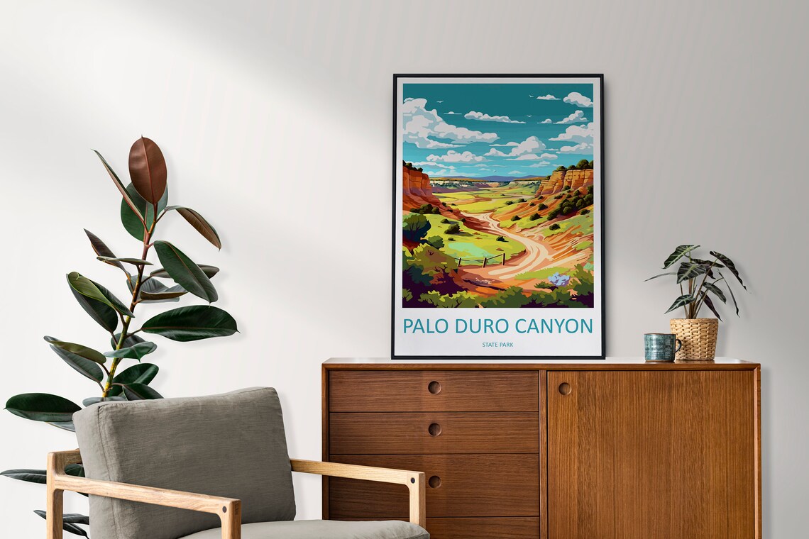 Palo Duro Canyon Texas Winding Road Vista Desert Hills Travel Poster - Image 2