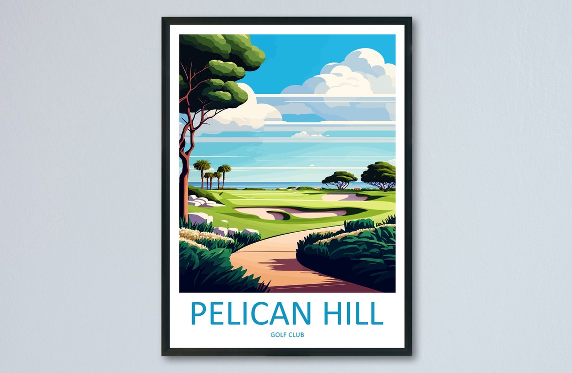 Pelican Hill Golf Club Travel Poster, Golf Wall Art