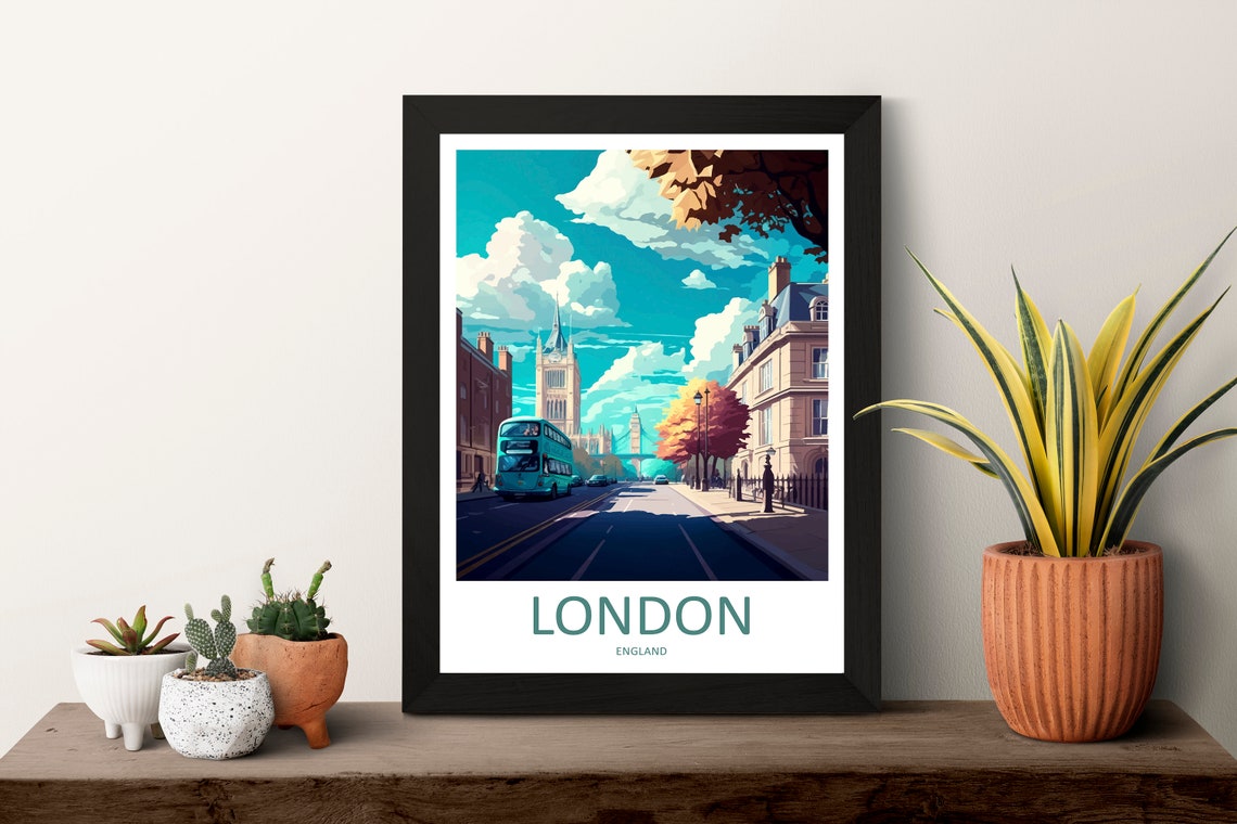 London Travel Print Wall Art London Wall Hanging Home Dcor London Gift Art Lovers England Art Lover Gift London Travel Art Gift London Art - Image 3