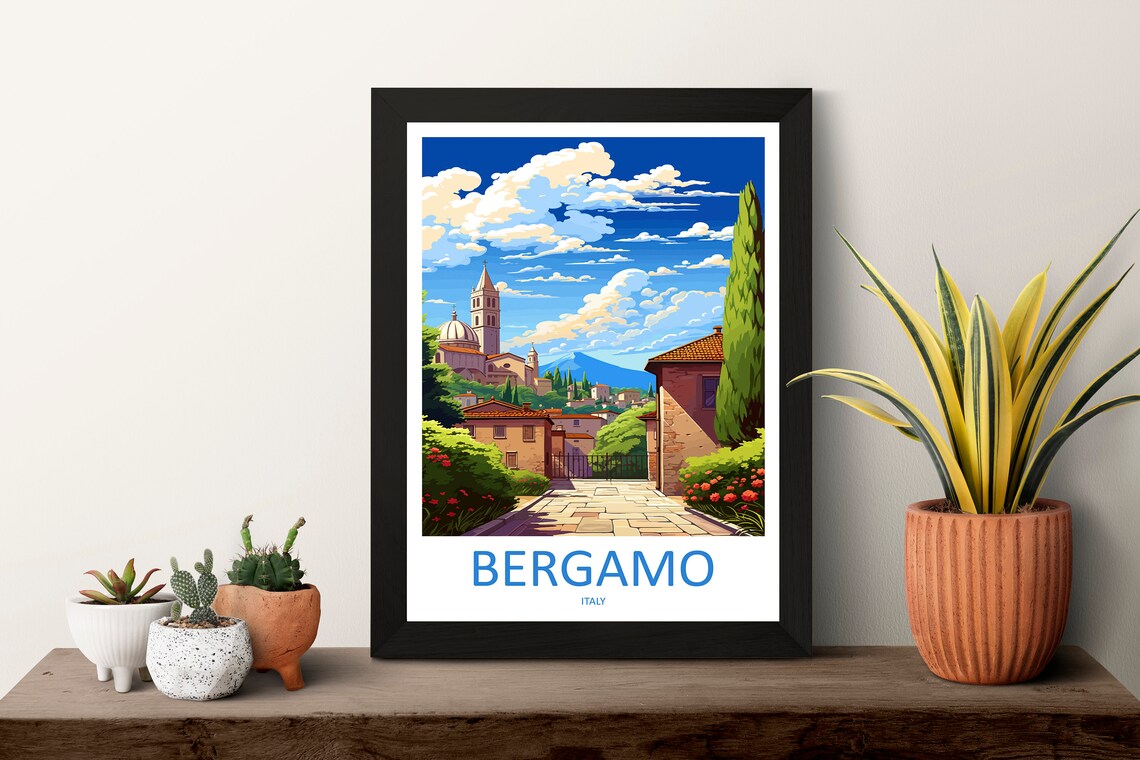 Bergamo Travel Poster, Italy Place Print - Image 3