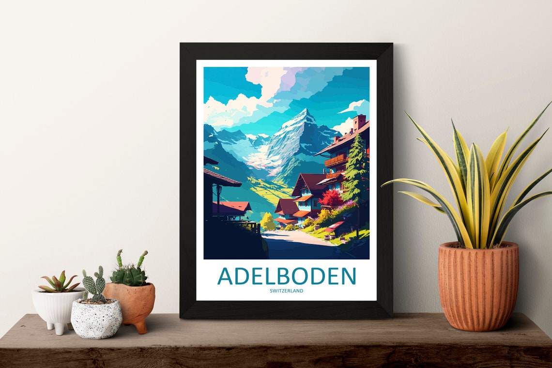 Adelboden Switzerland Alpine Street Chalets Glacier View Poster - Image 3
