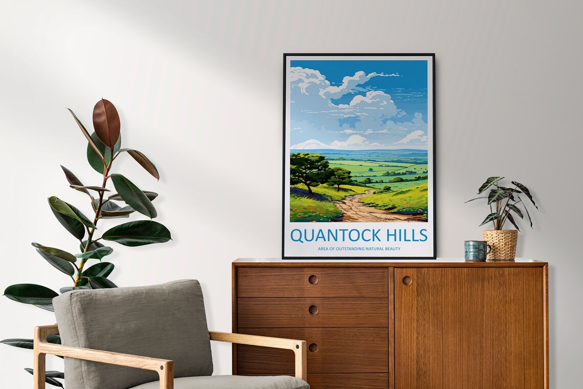 Quantock Hills Travel Poster, AONB Landscape Print - Image 2