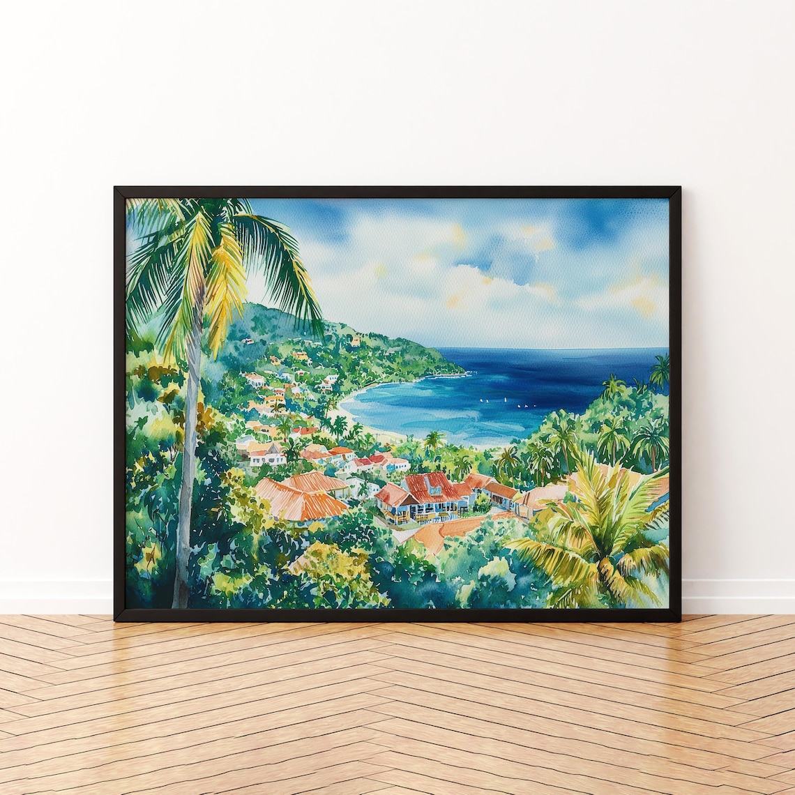 Jamaica Watercolor Poster, Caribbean Travel Print