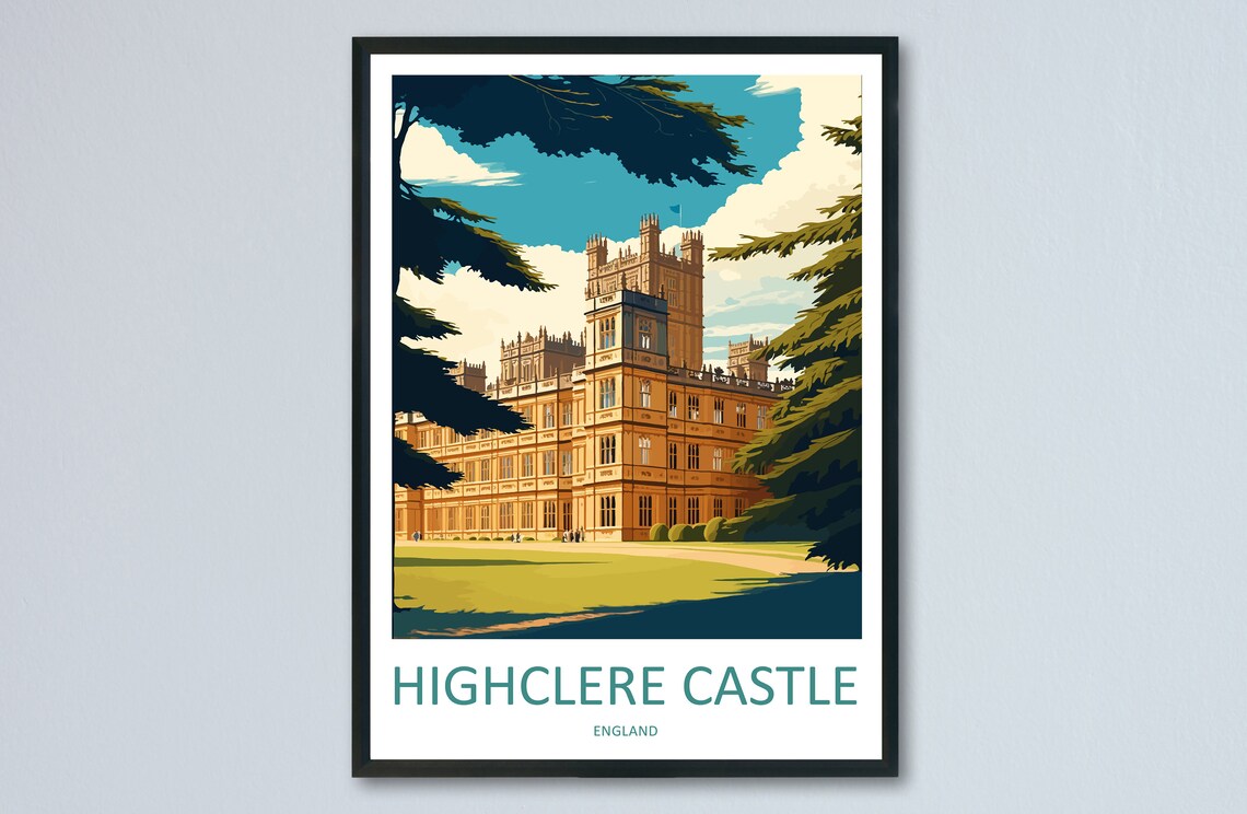 Highclere Castle Travel Poster, England Wall Art