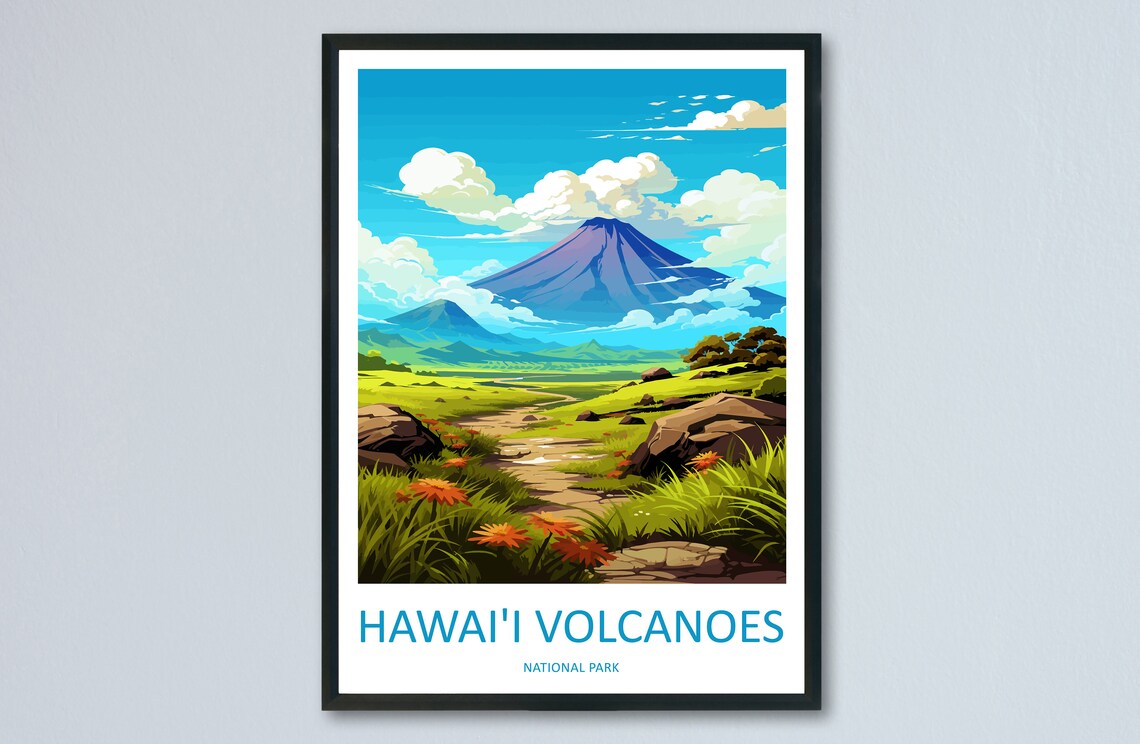 Hawaii Volcanoes National Park Travel Poster, Hawaii
