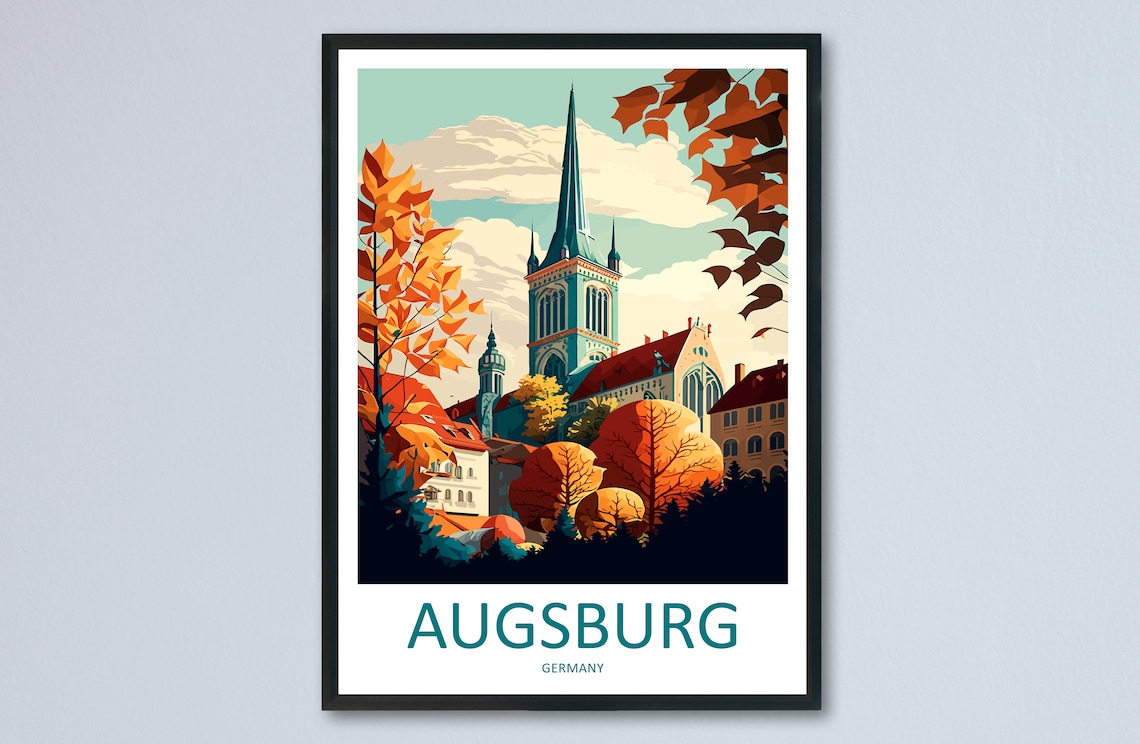 Augsburg Travel Poster, Germany City Wall Art
