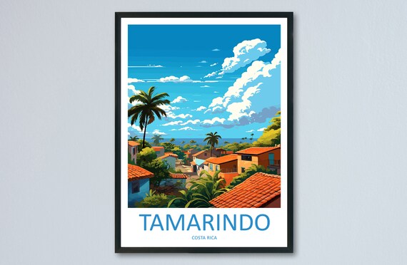 Tamarindo Costa Rica Tropical Beach Town Palm Trees Ocean Travel Poster