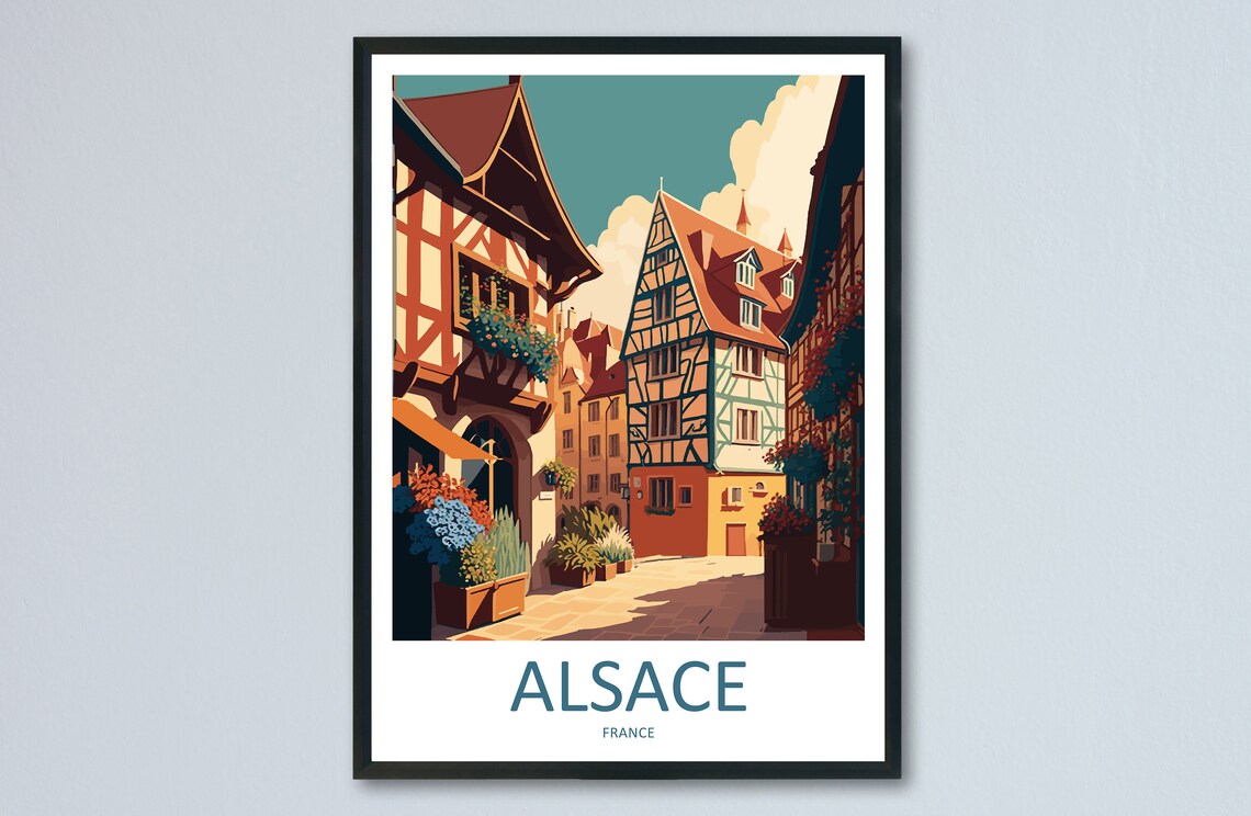 Alsace Cityscape Travel Poster, France Wall Decor