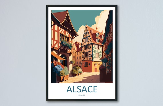 Alsace Cityscape Travel Poster, France Wall Decor