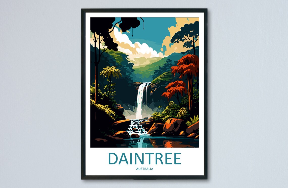 Daintree Australia Rainforest Waterfall Nature Travel Poster