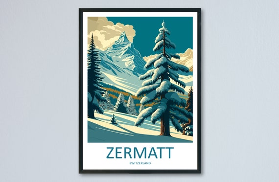 Zermatt Travel Print Wall Art Zermatt Wall Hanging Home Dcor Zermatt Gift Art Lovers Ski Art Lover Gift Zermatt Print Skiing Zermatt Art