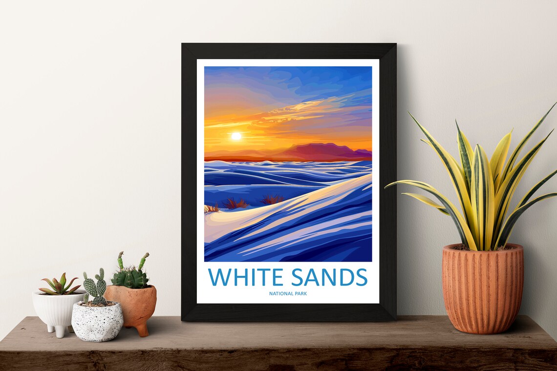 White Sands National Park New Mexico Gypsum Dune Sunset Art Poster - Image 3