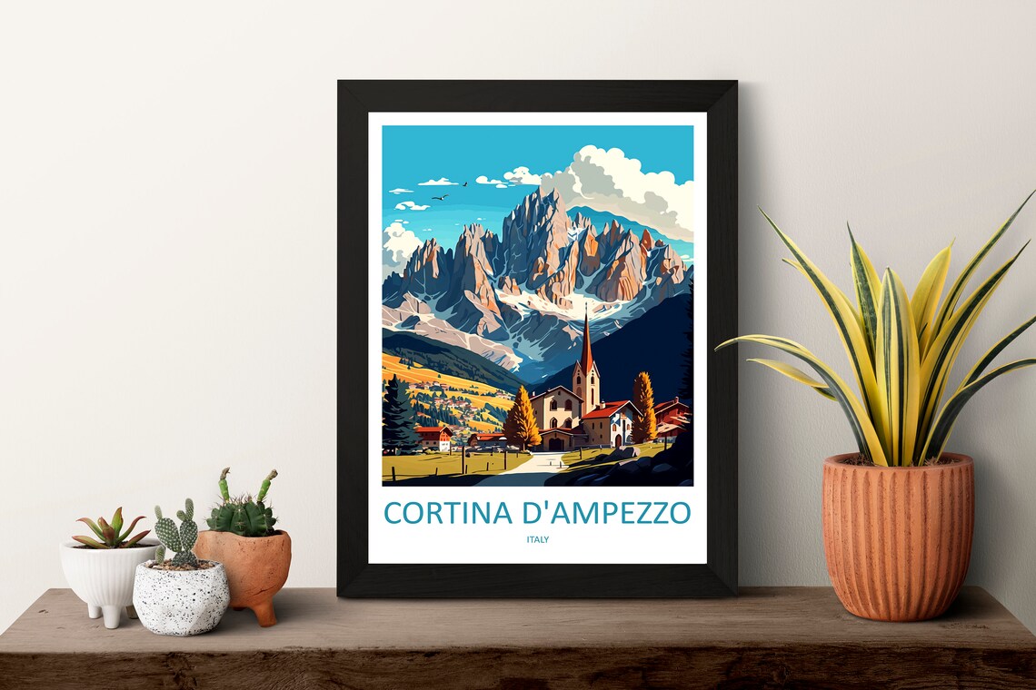 Cortina D'Ampezzo Italy Dolomites Alpine Village Travel Poster - Image 3