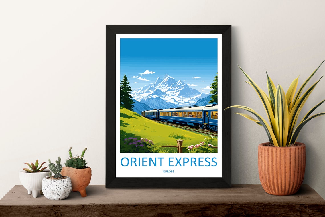Orient Express Vintage Blue Train Alps Journey Travel Poster - Image 3