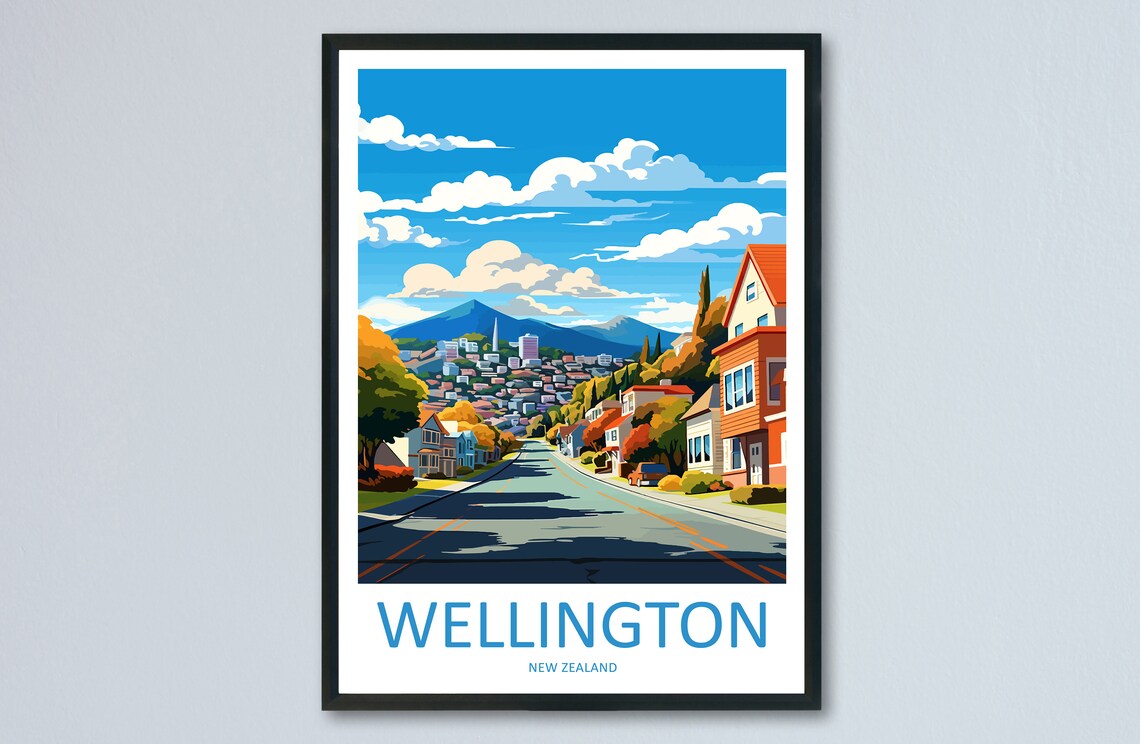 Wellington Travel Poster, New Zealand Wall Art