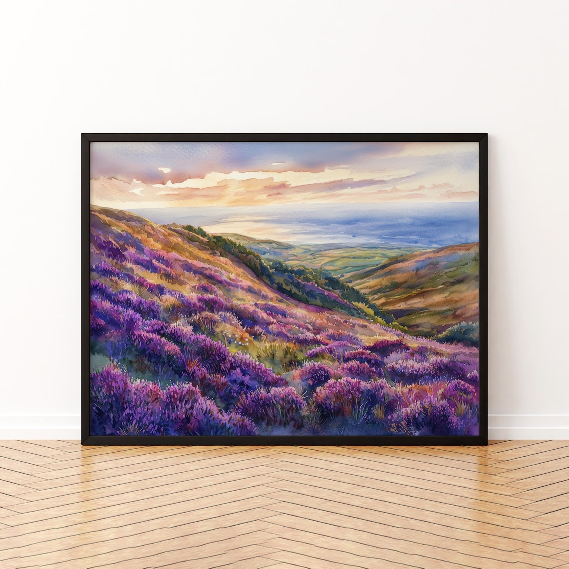 Exmoor England Watercolor Travel Poster, Countryside